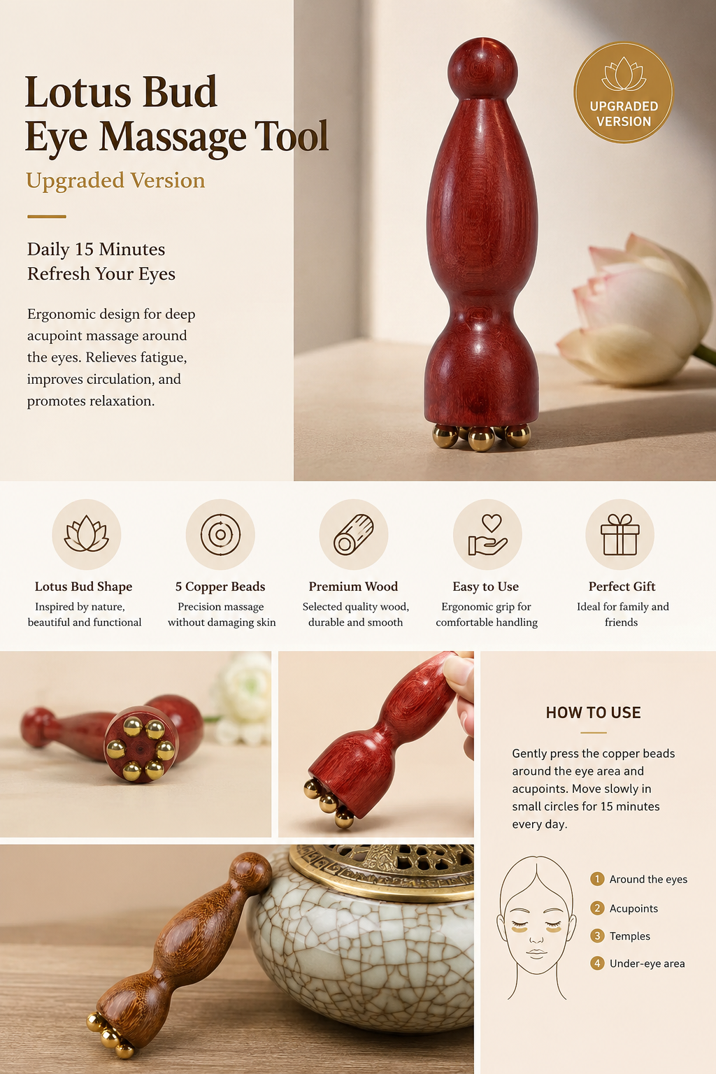 Wooden Eye Massage Tool - Image 2